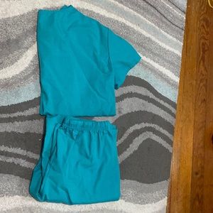 Size small, teal scrub set